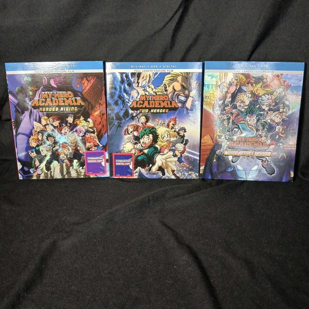 My Hero Academia: Two Heroes World Heroes Heroes Rising Lot (BluRay, DVD) Anime